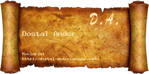 Dostal Andor névjegykártya